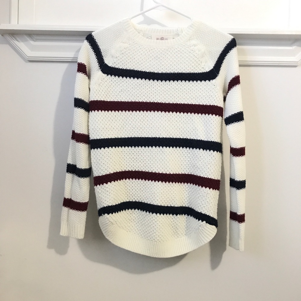 Red White & Blue Striped Slouchy Knit Sweater